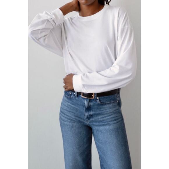 AYR The Hangout Long Sleeve Tee T-Shirt Top White Pima Cotton Shopbop XS $75 - Picture 10 of 12